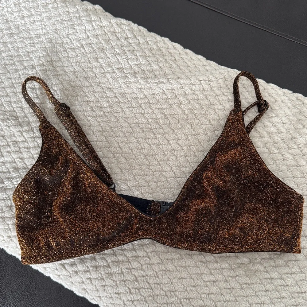 Triangl Swimwear Honey Sparkle Glittering Bronze Bikini Top size Small